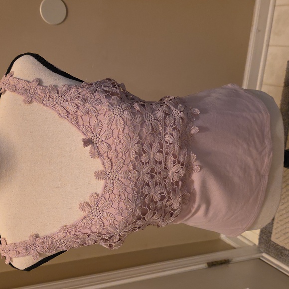 Grace & Lace Dusty Pink Floral Lace Tank Top - Picture 3 of 4